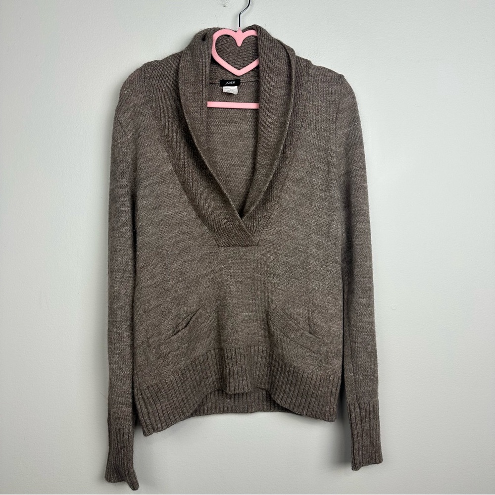 J. Crew Brown V-Neck With Pockets Sweater Size Large